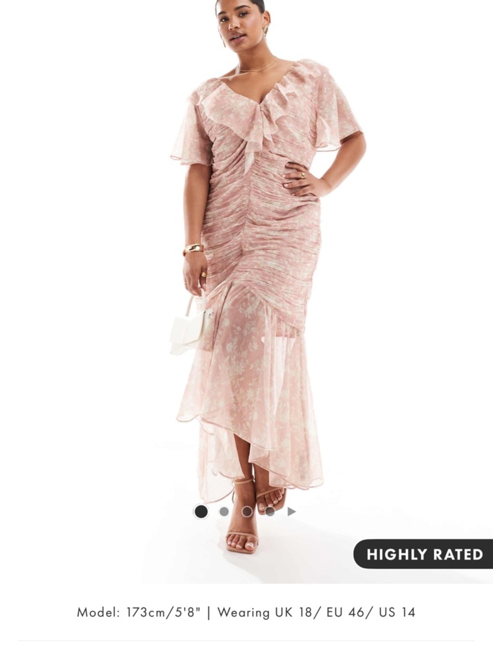 ASOS Curve Blush Pink Ruffled Maxi Dress